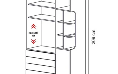 Ares 3 Kapılı Dolap (Seçenek 316-R)