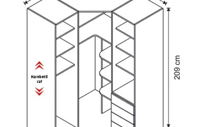 Atlas White Köşe Dolap (Seçenek 808)