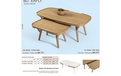 Butterfly Orta ve Yan Sehpa 2li Set