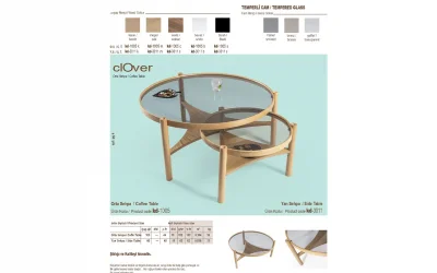 Clover Orta ve Yan Sehpa 2li Set