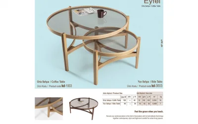 Eyfel Orta ve Yan Sehpa 2li Set