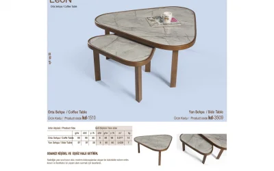 Leon Orta ve Yan Sehpa 2li Set