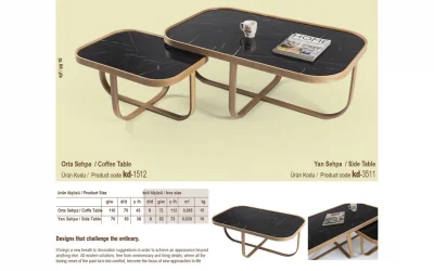 Lotus Orta ve Yan Sehpa 2li Set