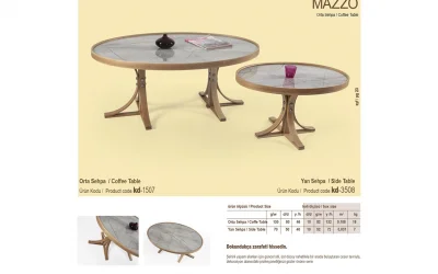 Mazzo Orta ve Yan Sehpa 2li Set