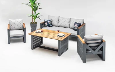 MİLANO OTURMA GRUBU ALÜMİNYUM İP ÖRGÜLÜ 3+1+1