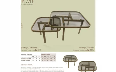 Puzzle Orta ve Yan Sehpa 2li Set