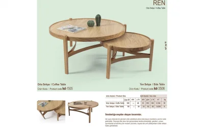 Ren Orta ve Yan Sehpa 2li Set