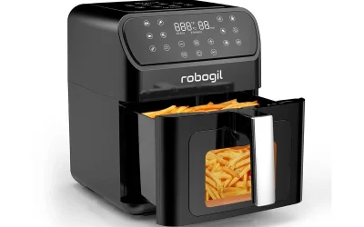 Robogil AF-19D Airfryer XXL 6,5Lt Cam Kapaklı Halojen Lambalı Sıcak Hava Fritözü