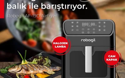 Robogil AF-19D Airfryer XXL 6,5Lt Cam Kapaklı Halojen Lambalı Sıcak Hava Fritözü