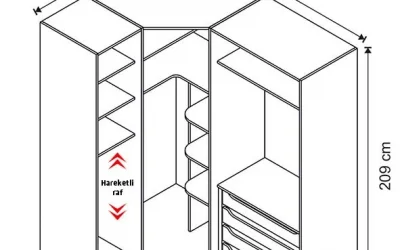 Rose Köşe Dolap (Seçenek 847)