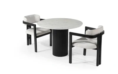 Rosier Yuvarlak Mermer Baskılı Masa