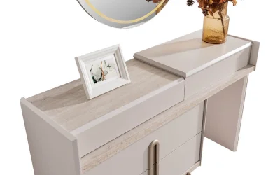 Velvet Şifonyer (Aynalı) + puf