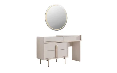 Velvet Şifonyer (Aynalı) + puf