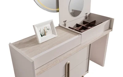 Velvet Şifonyer (Aynalı) + puf