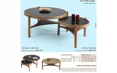 Venedik Orta ve Yan Sehpa 2li Set