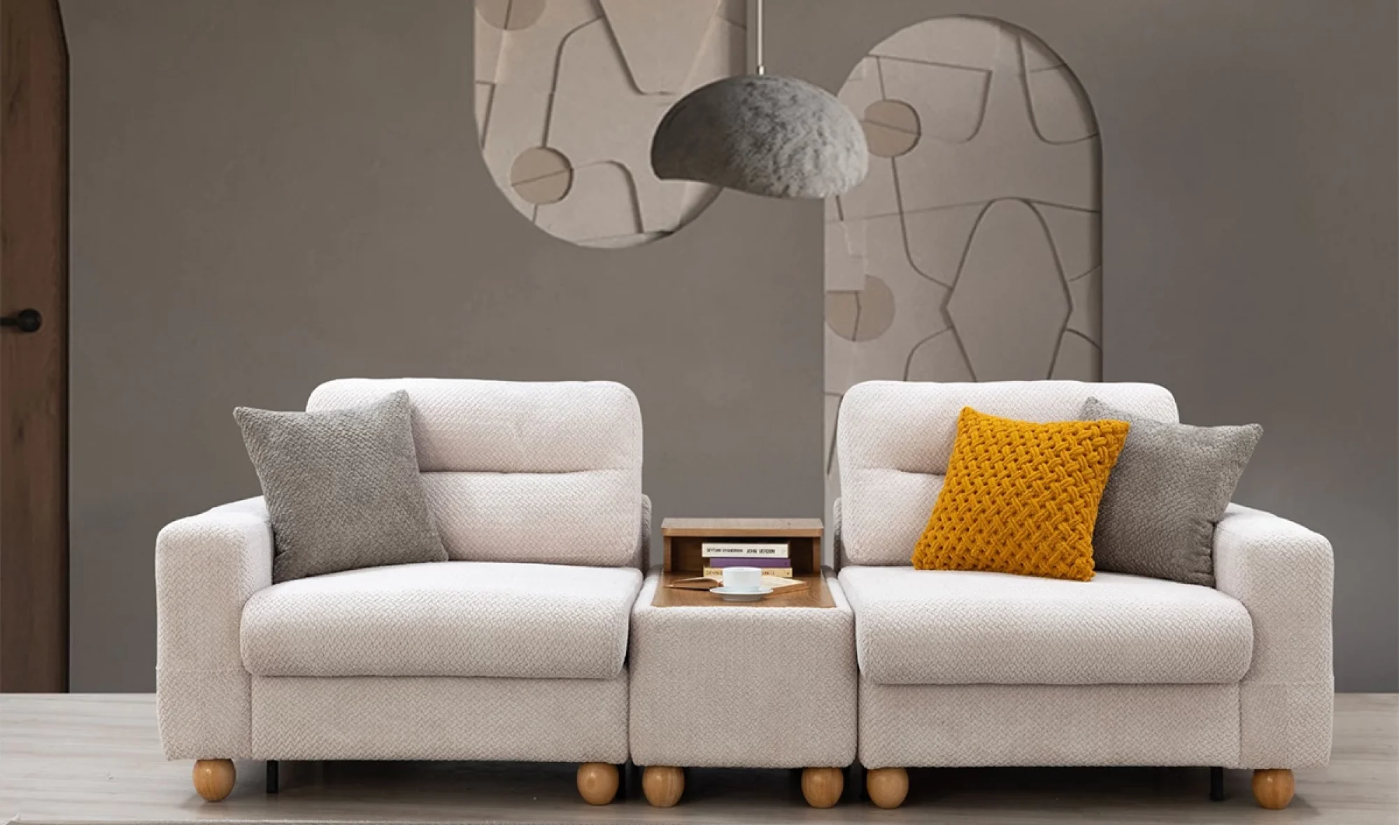 Velin 3'lü Sehpalı Koltuk