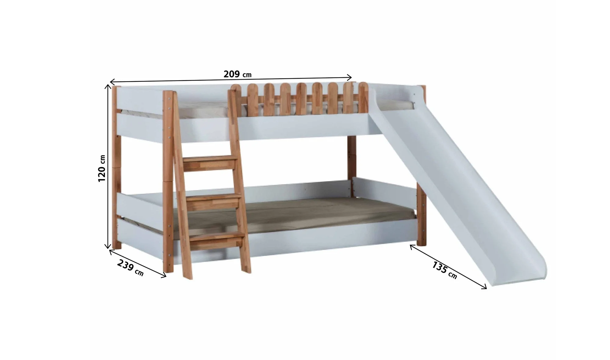 My House Ahşap Kaydıraklı Ranza 90*200