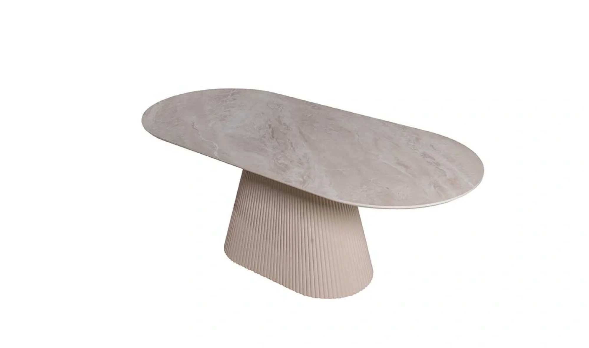 Bohem Mermer Baskılı Elips Konik Masa