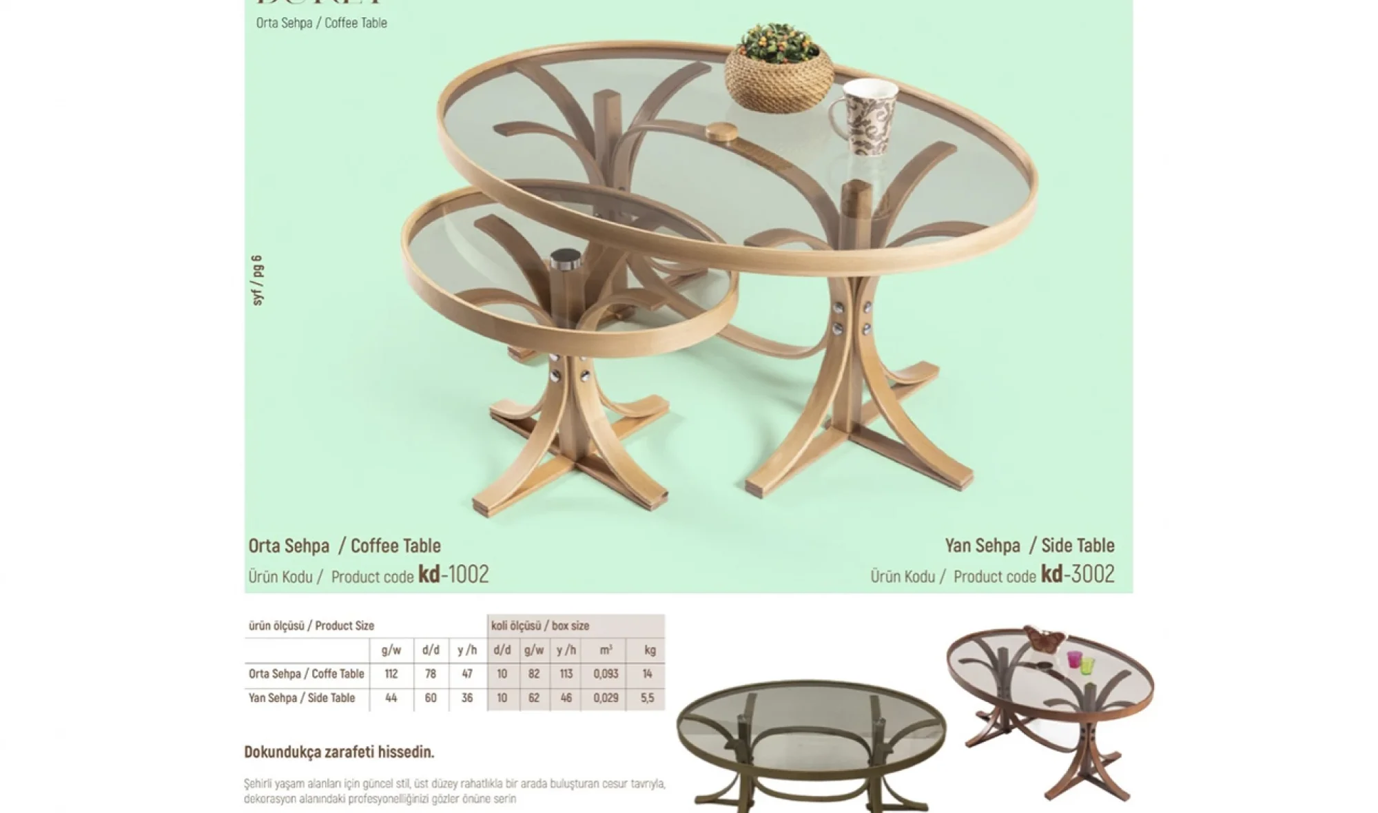 Buket Orta ve Yan Sehpa 2'li Set