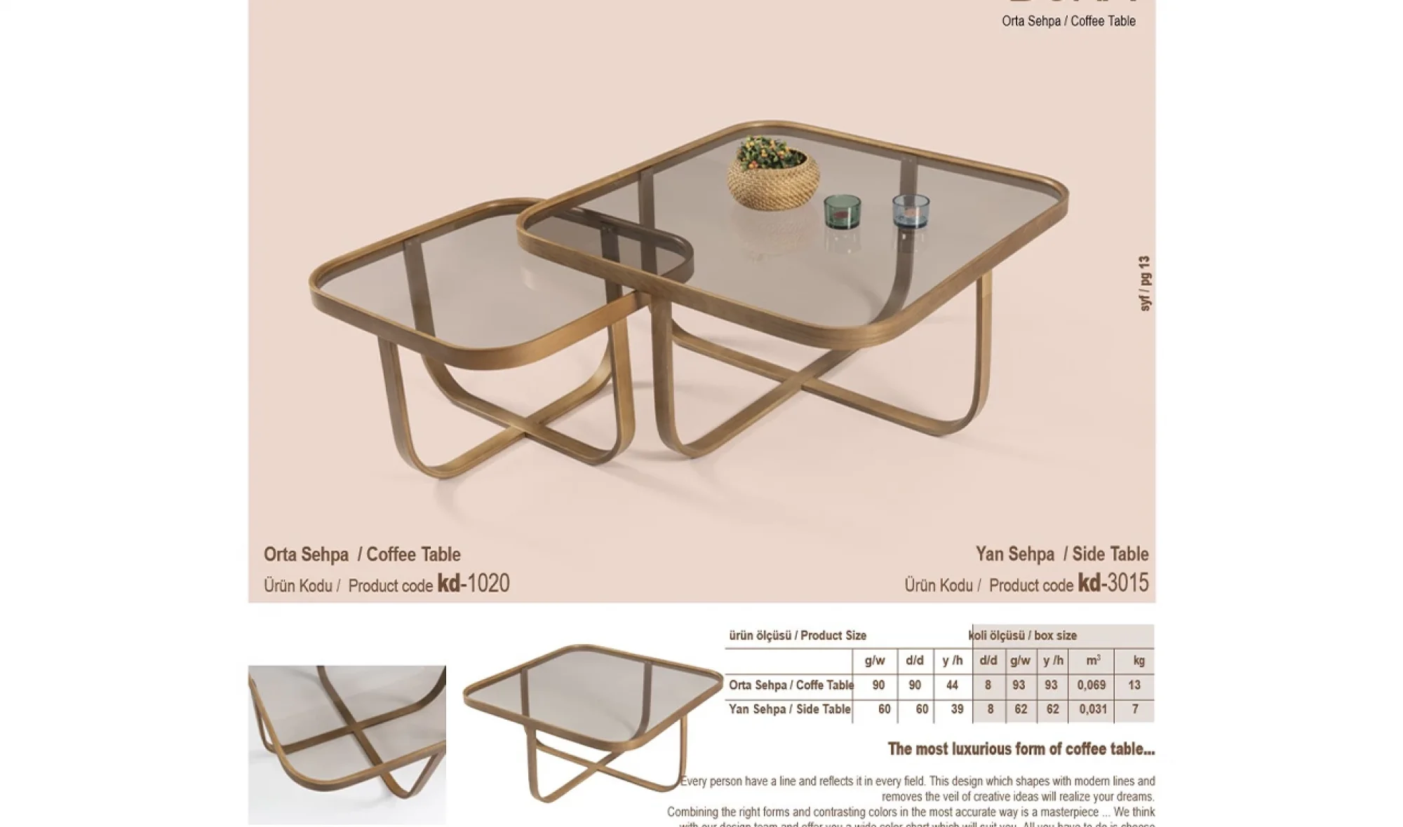Doha Orta ve Yan Sehpa 2'li Set