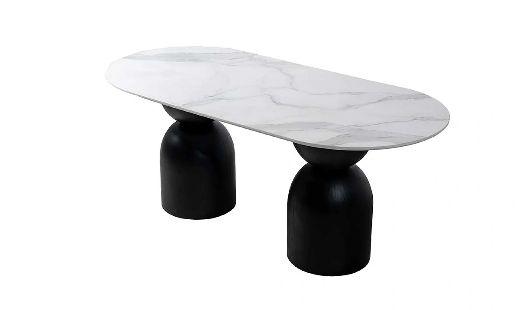 Kum Saati Mermer Baskılı Elips Masa