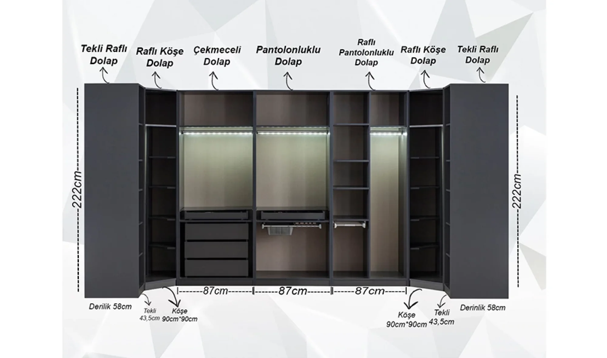 Lavish Köşe Giyinme Dolabı