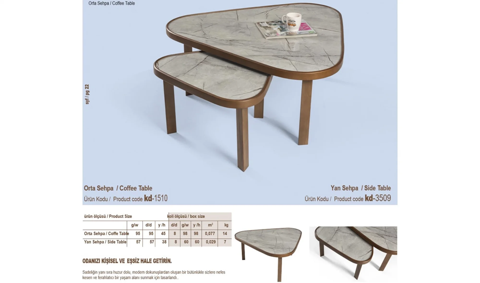 Leon Orta ve Yan Sehpa 2'li Set