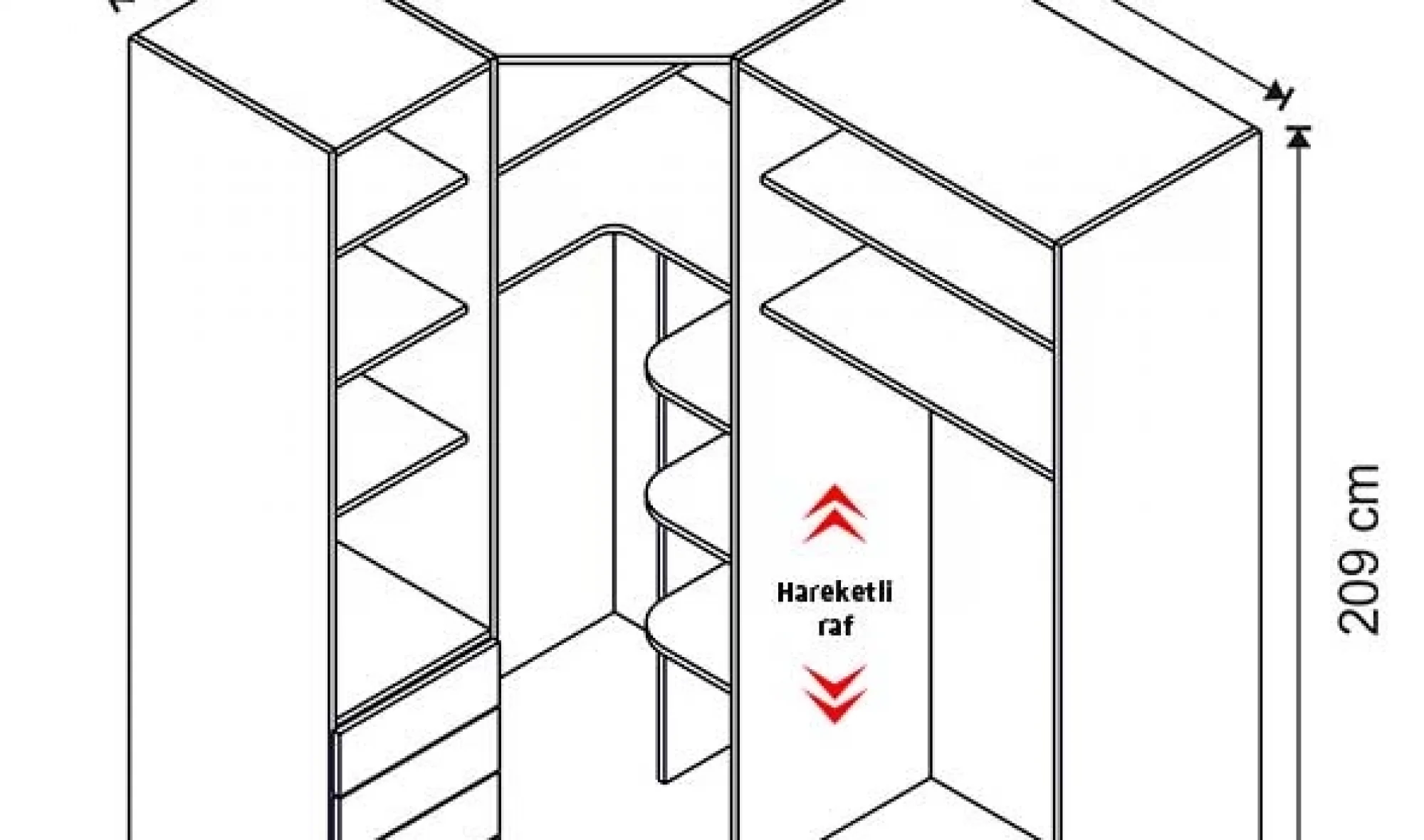 Loft Köşe Dolap (Seçenek 842)
