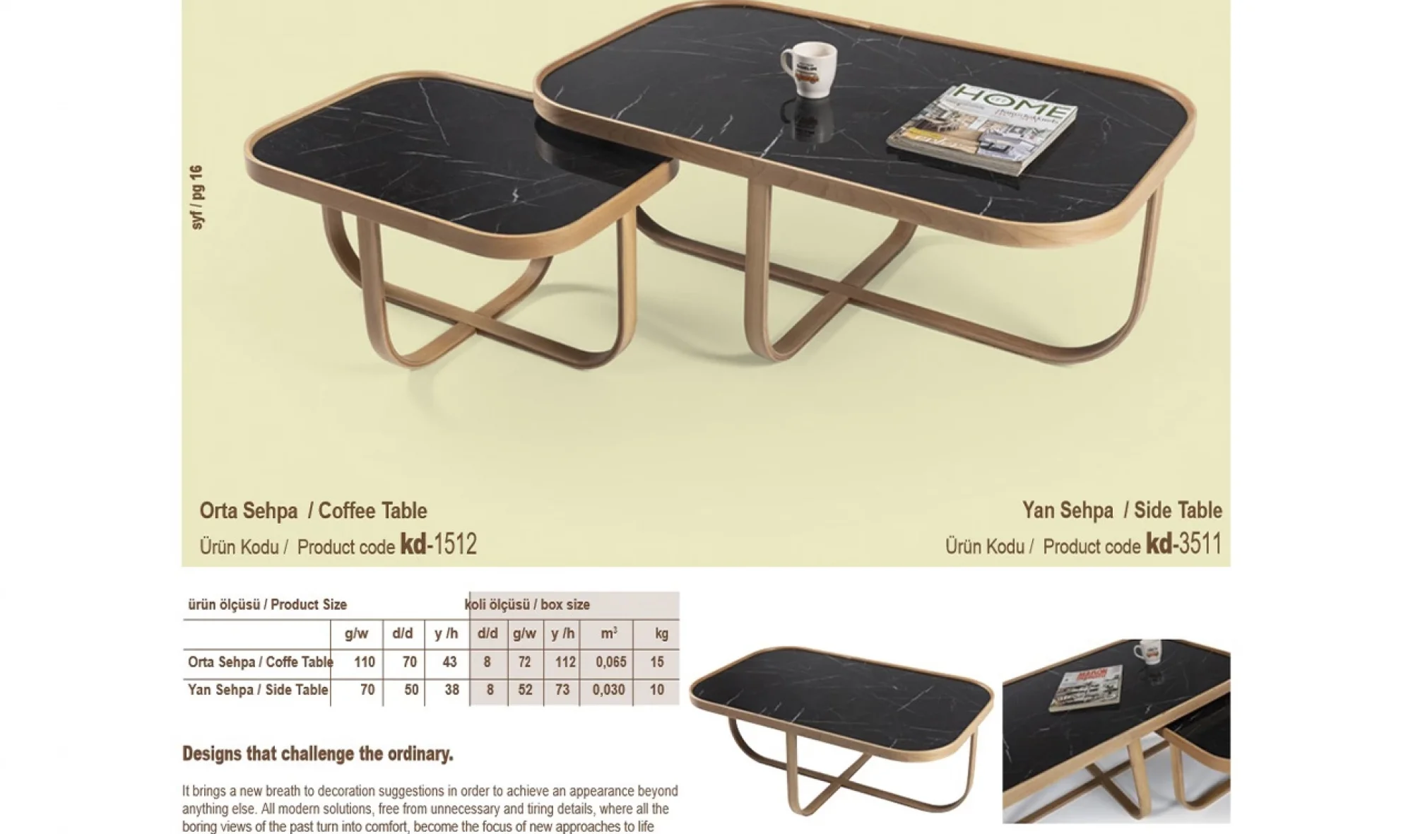 Lotus Orta ve Yan Sehpa 2'li Set