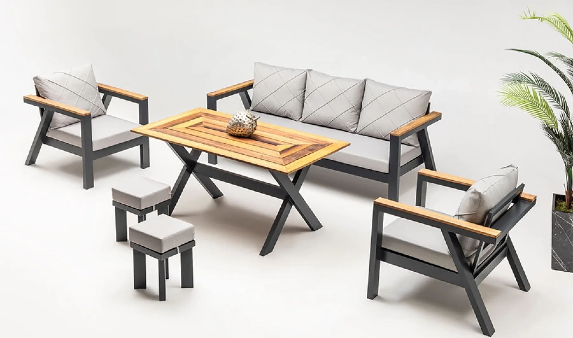 LOTUS OTURMA GRUBU ALÜMİNYUM 3+1+1+Masa