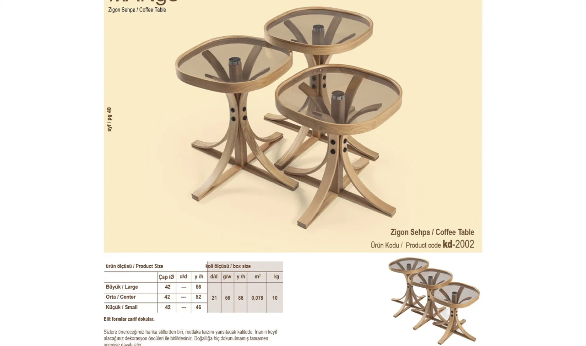 Mango 3'lü Zigon Sehpa