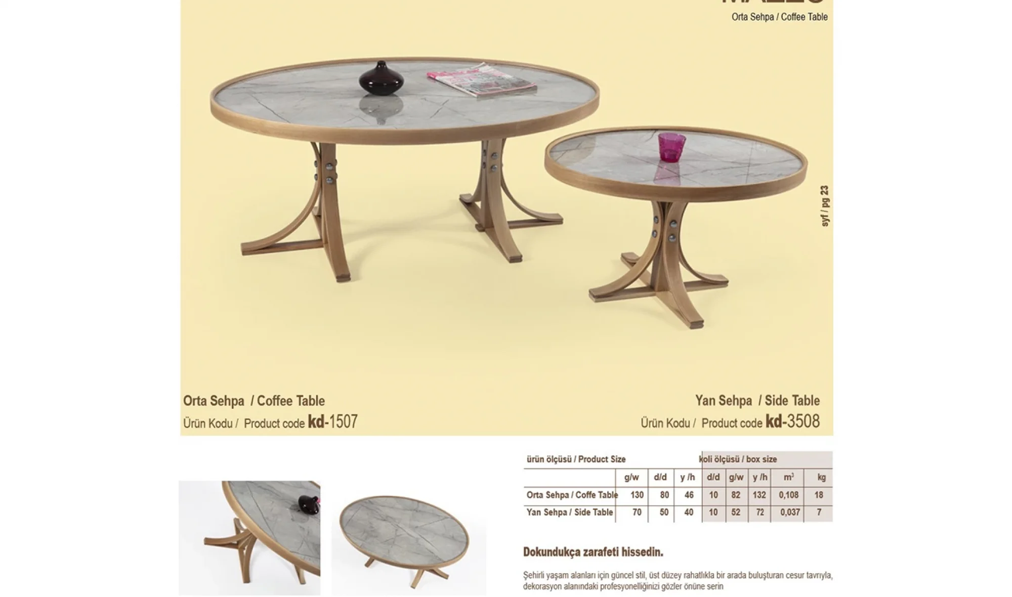 Mazzo Orta ve Yan Sehpa 2'li Set