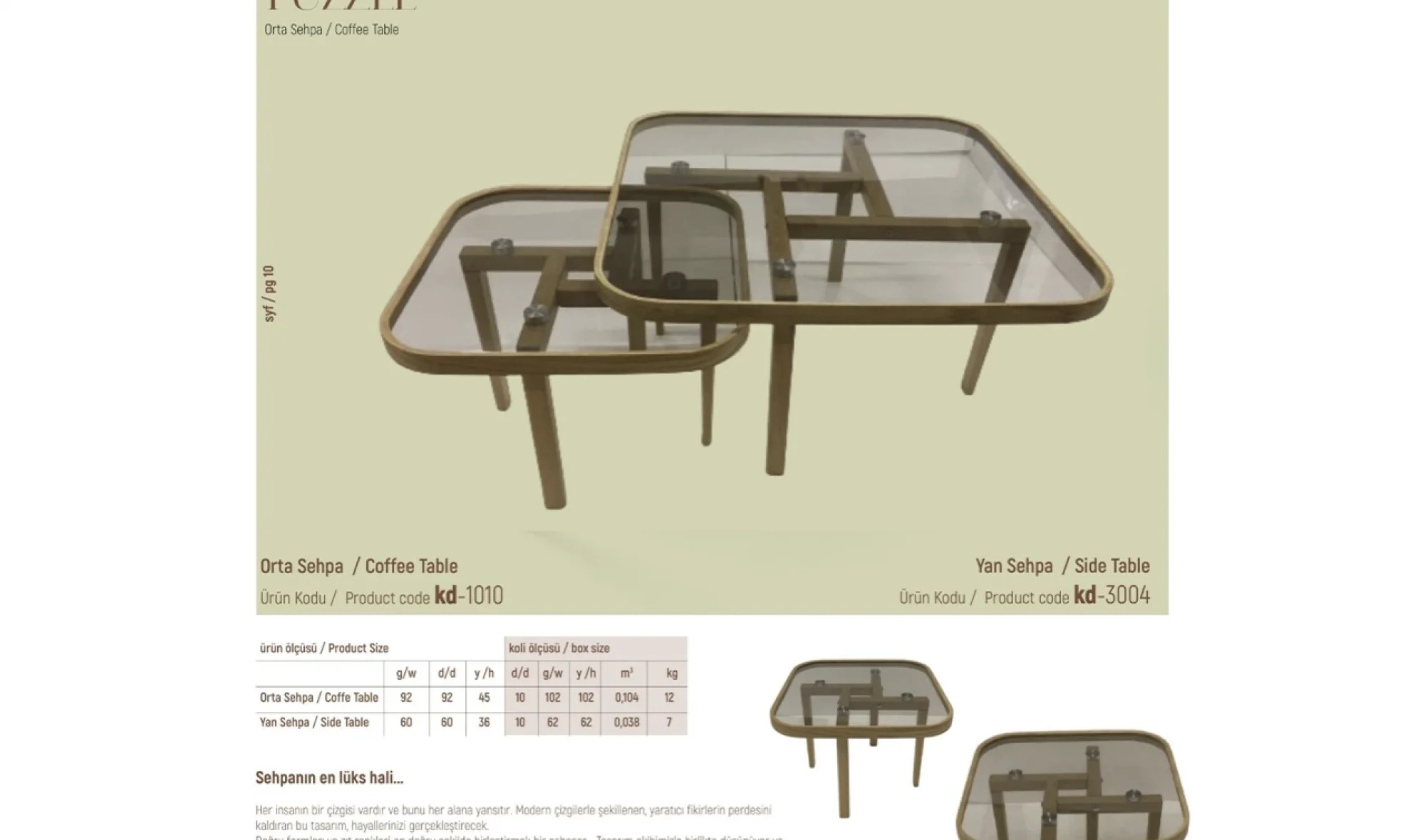 Puzzle Orta ve Yan Sehpa 2'li Set