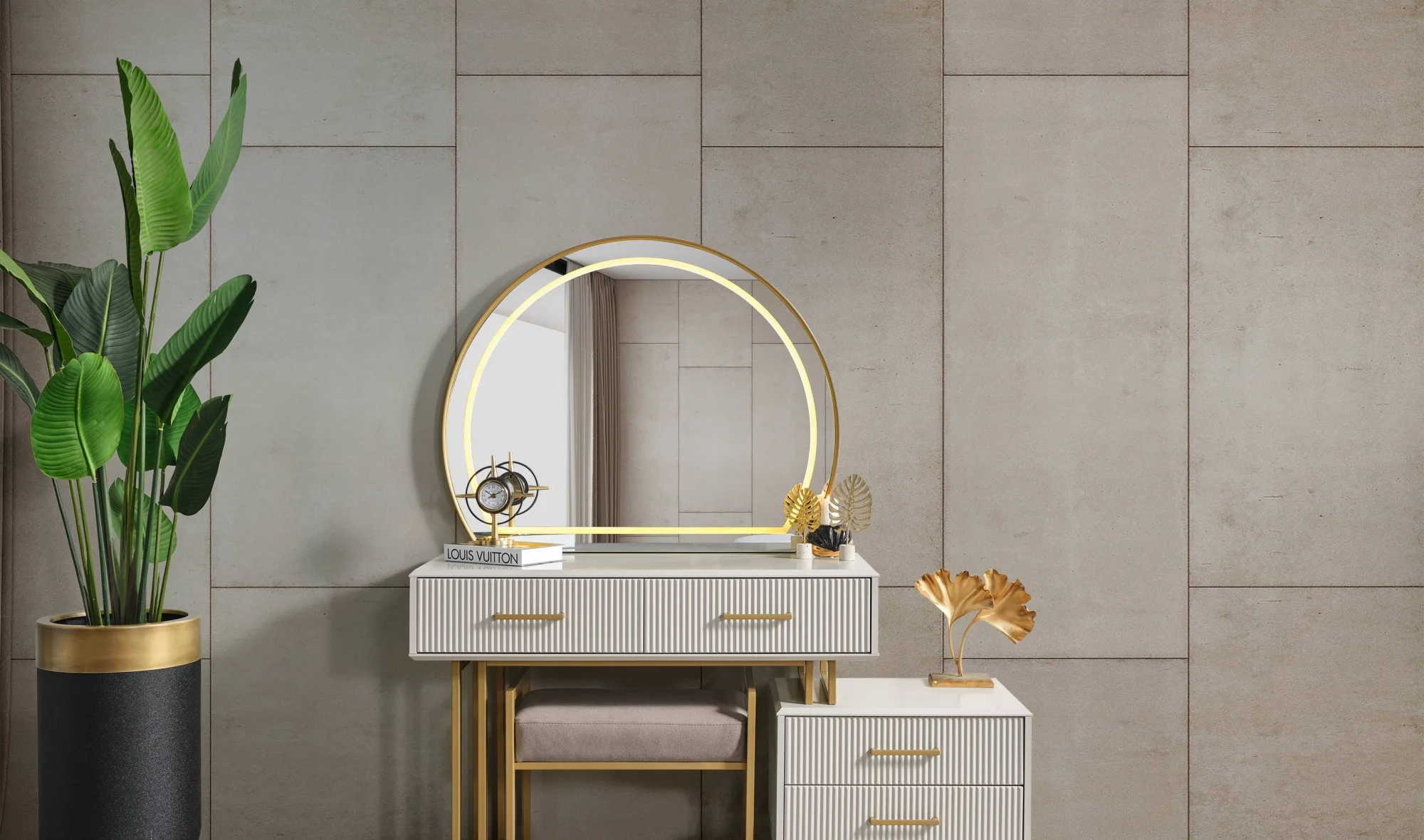 Obsidian Gold Şifonyer ve Ayna