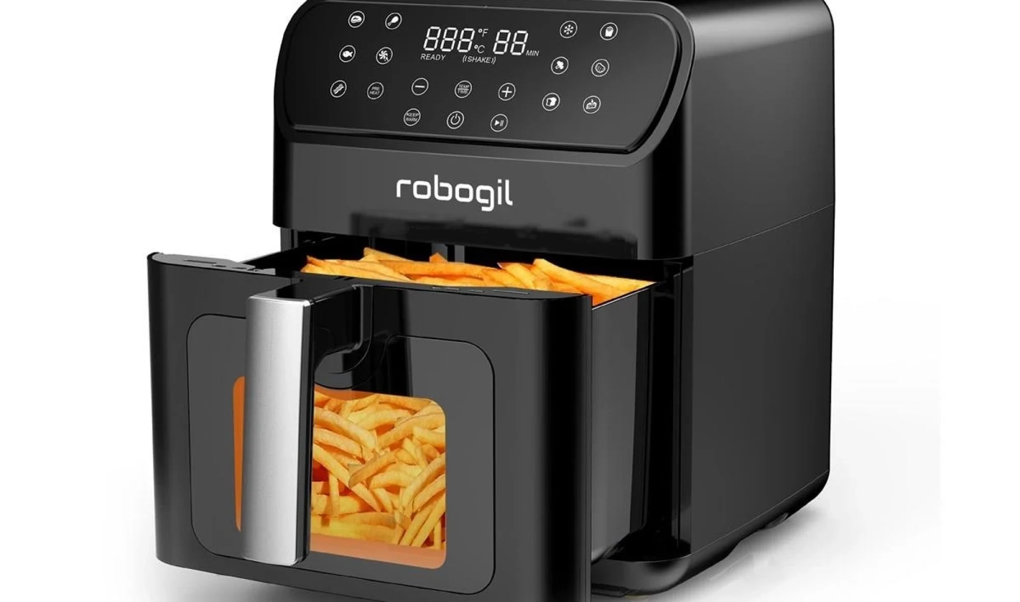 Robogil AF-19D Airfryer XXL 6,5Lt Cam Kapaklı Halojen Lambalı Sıcak Hava Fritözü