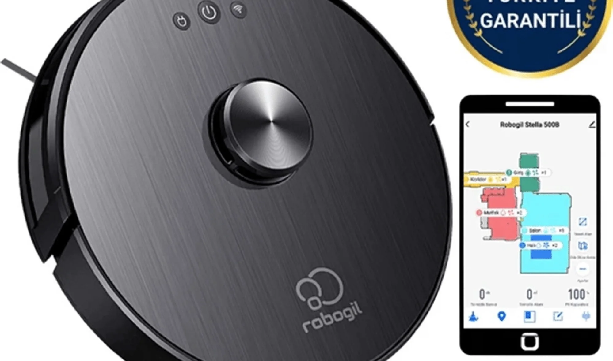 Robogil Stella 500B 2024 Model Yeni Nesil Tasarım Akıllı Robot Süpürge ve Robot Paspas