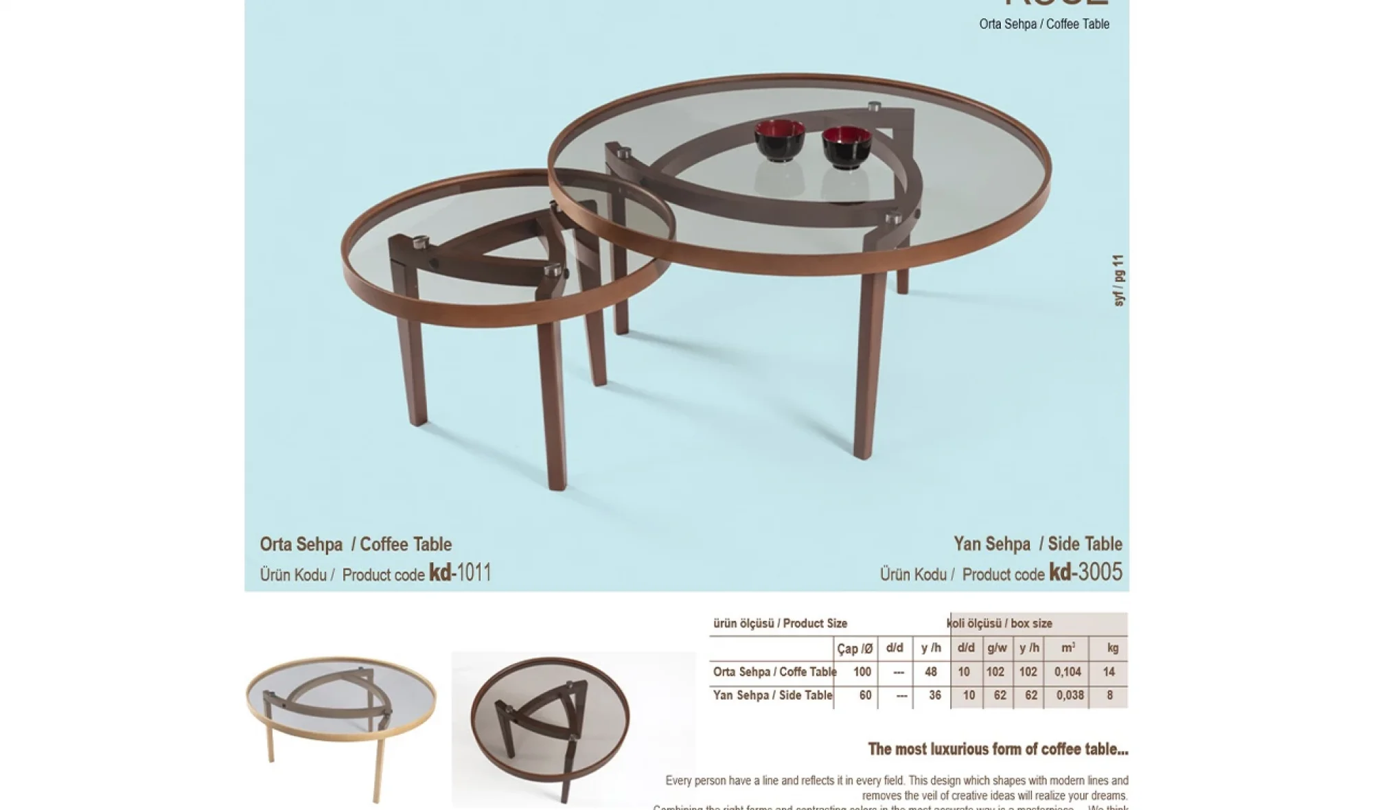 Rose Orta ve Yan Sehpa 2'li Set