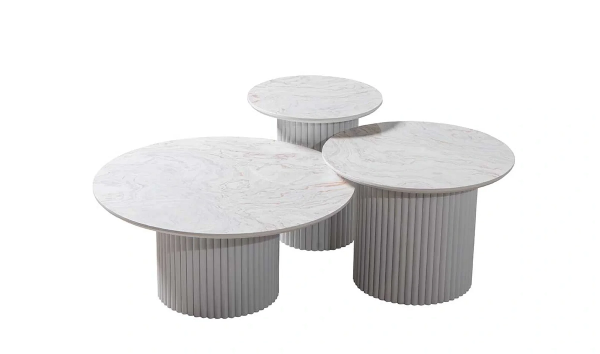 Texas Mermer Baskılı Sehpa Set