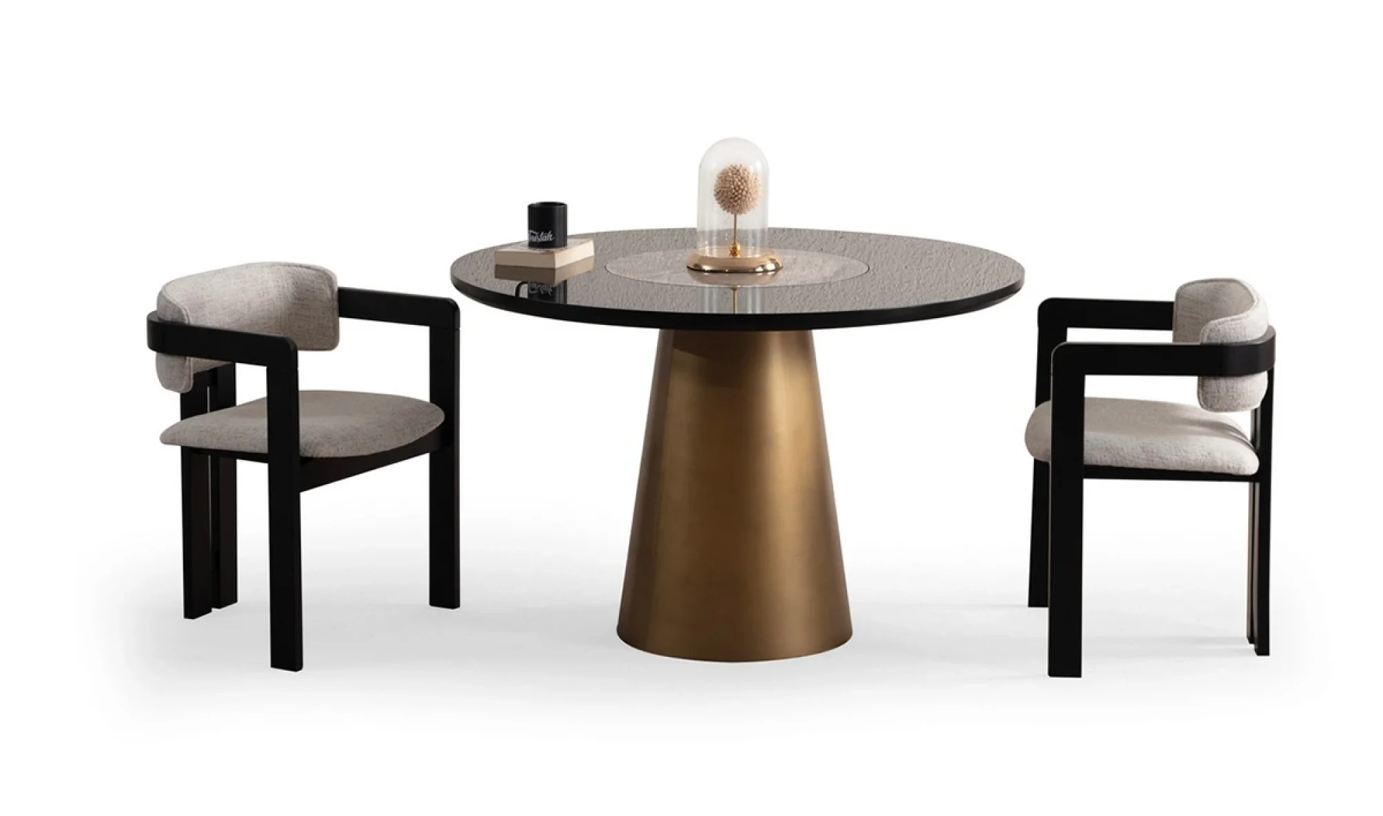 TH-Roll Masa Siyah Yuvarlak Masa