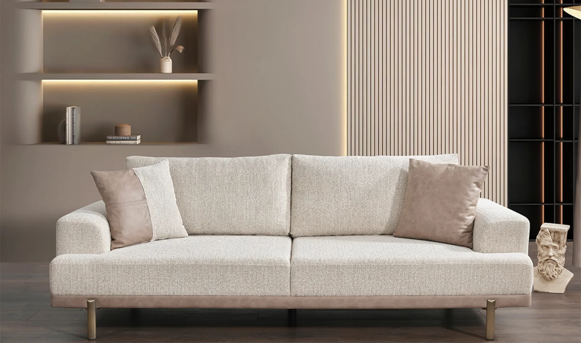 Traverten 3'lü Koltuk