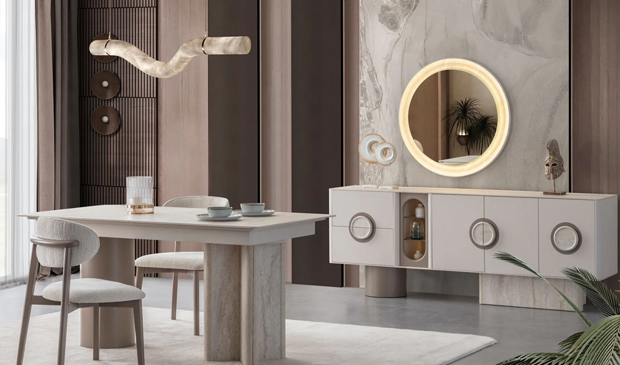 Traverten Yemek Odası Takımı