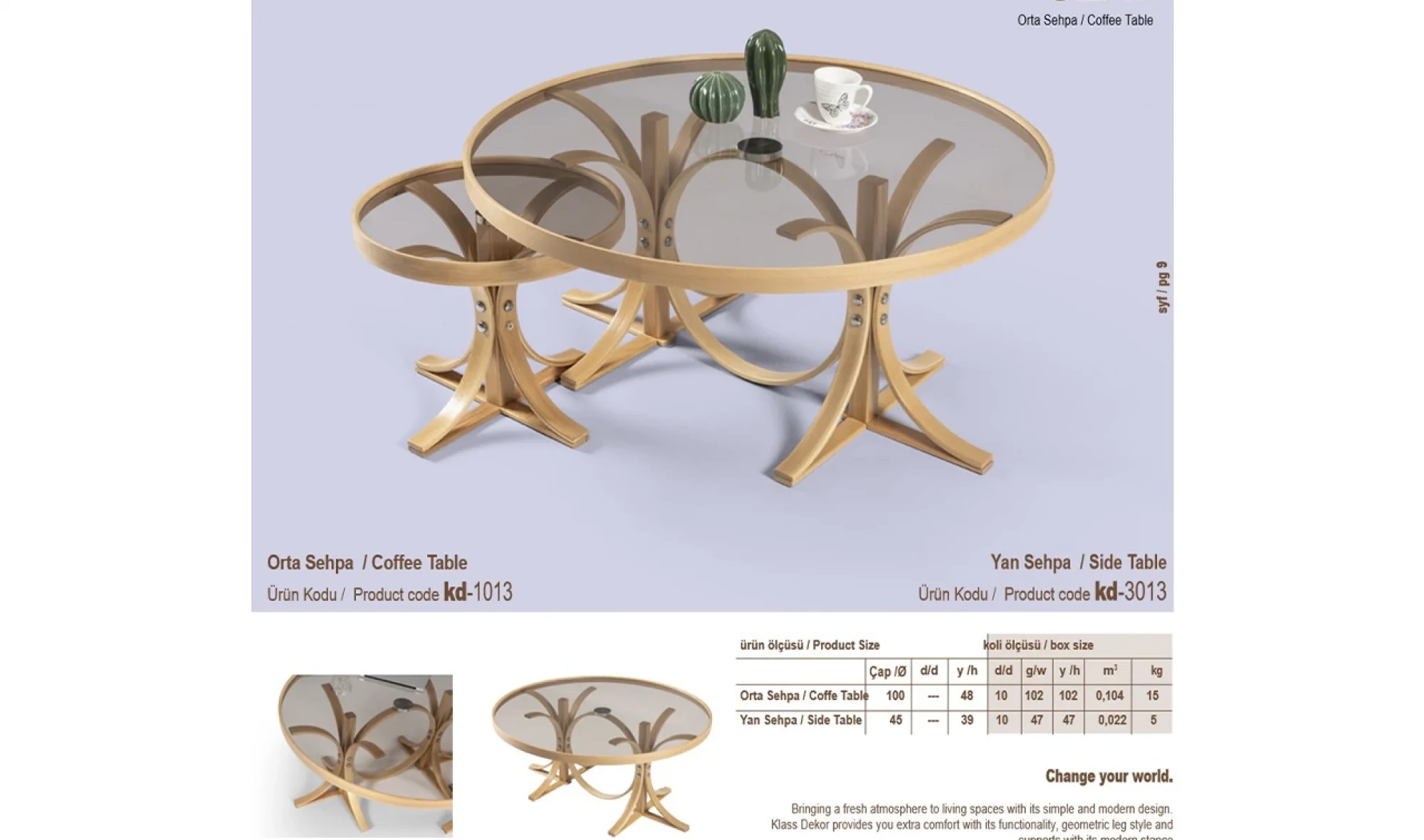 Uzay Orta ve Yan Sehpa 2'li Set