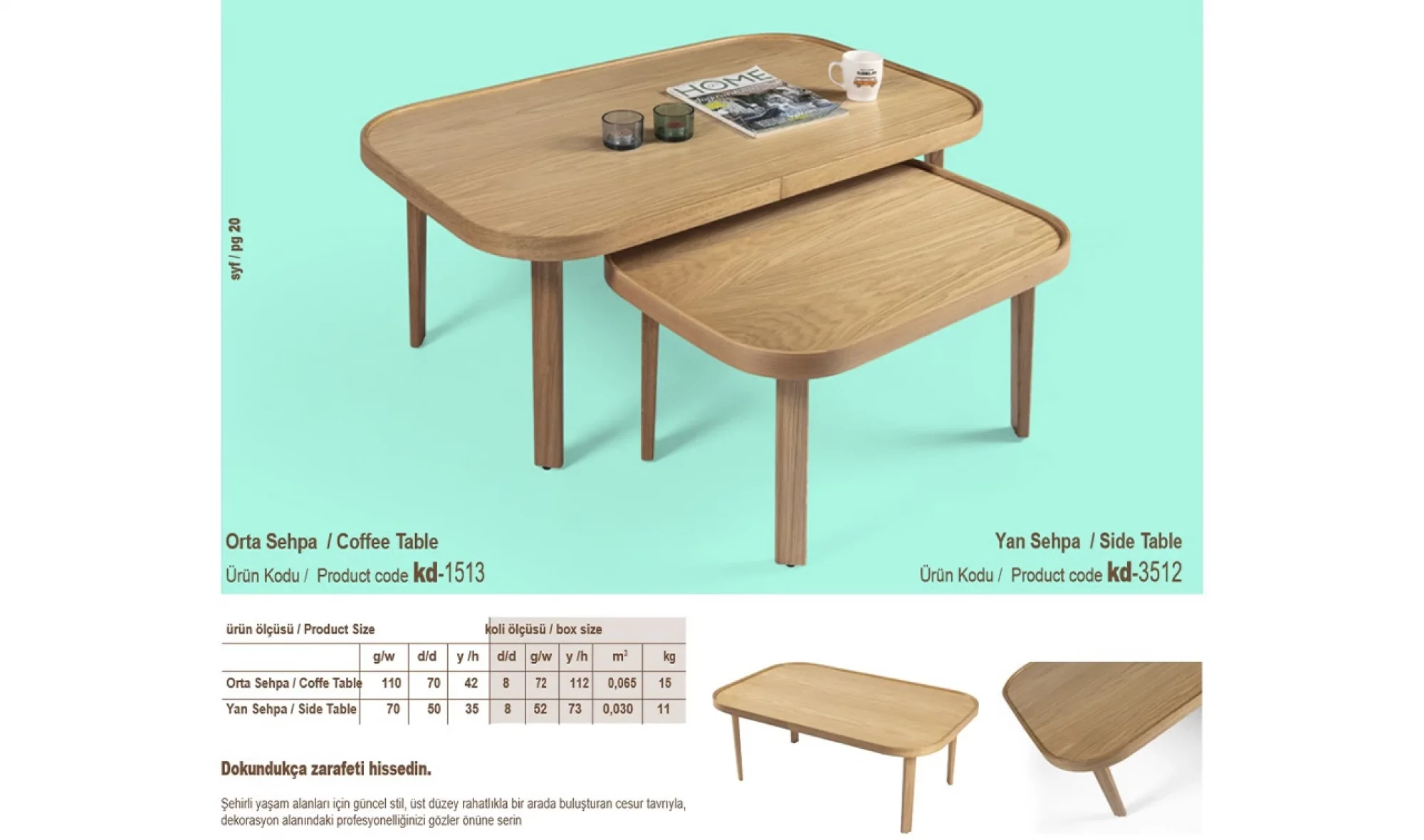 Verona Orta ve Yan Sehpa 2'li Set