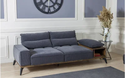 Relax Ahşap Kollu 3lü Koltuk