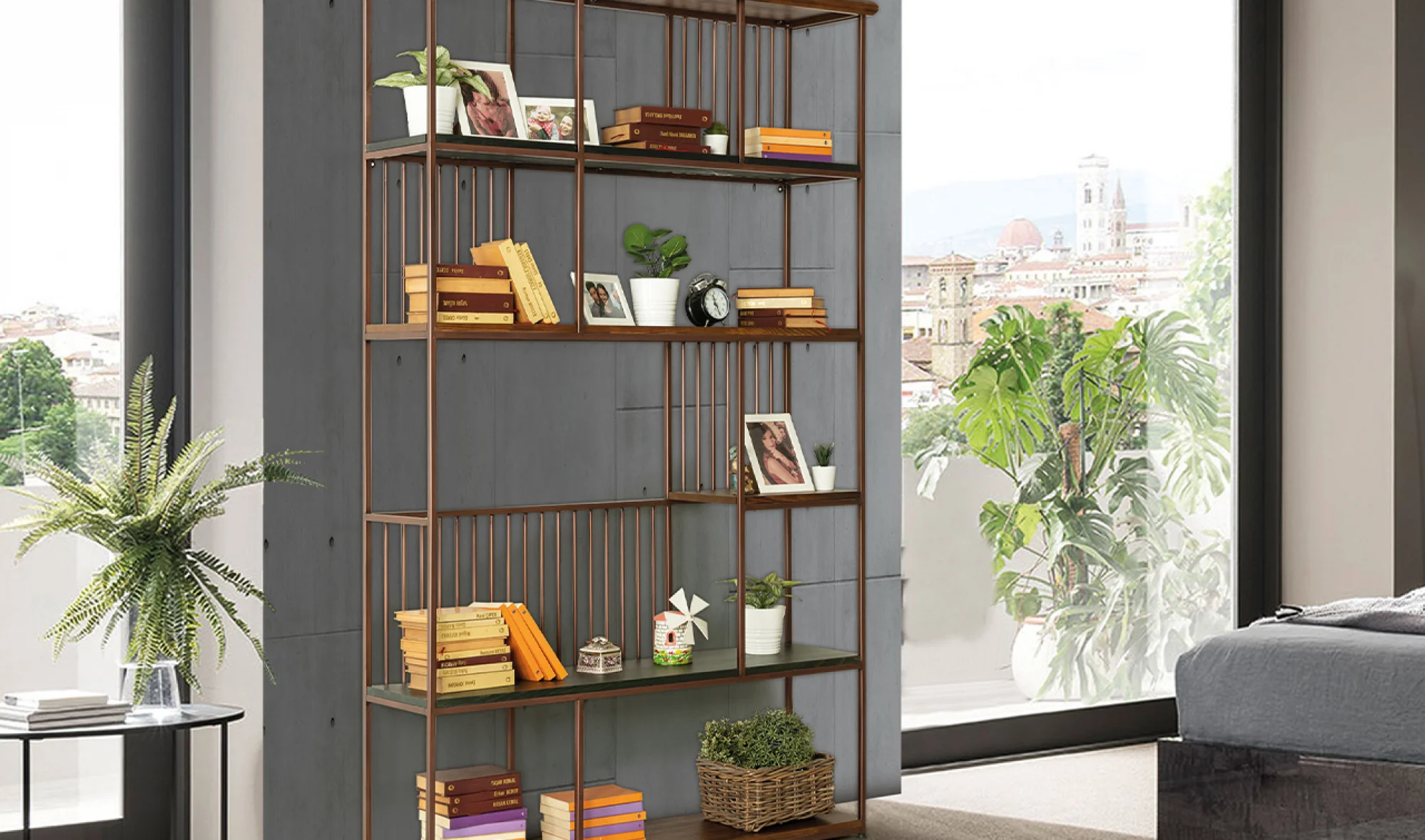 Bodrum Kitaplık Bakır Eskitme