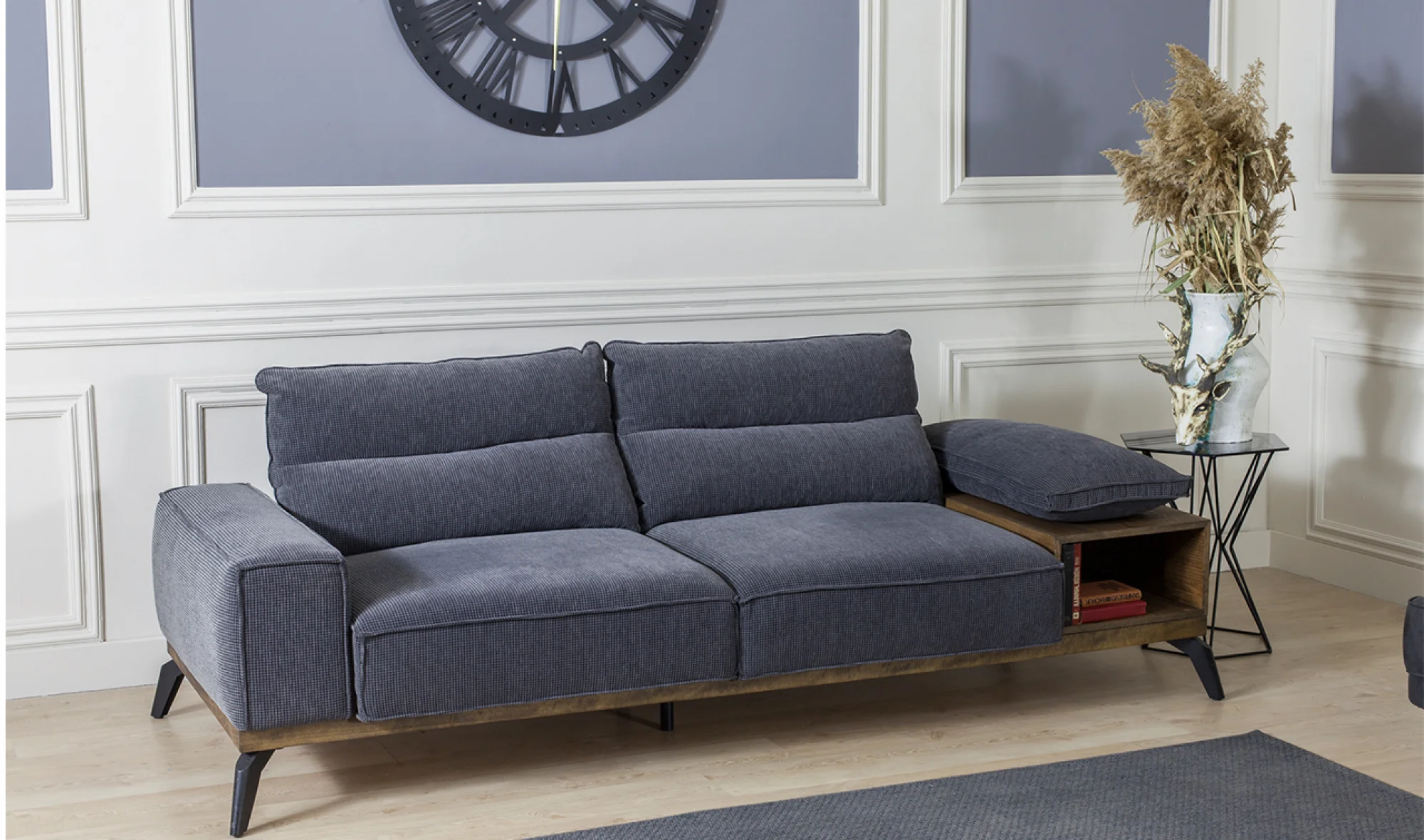 Relax Ahşap Kollu 3lü Koltuk