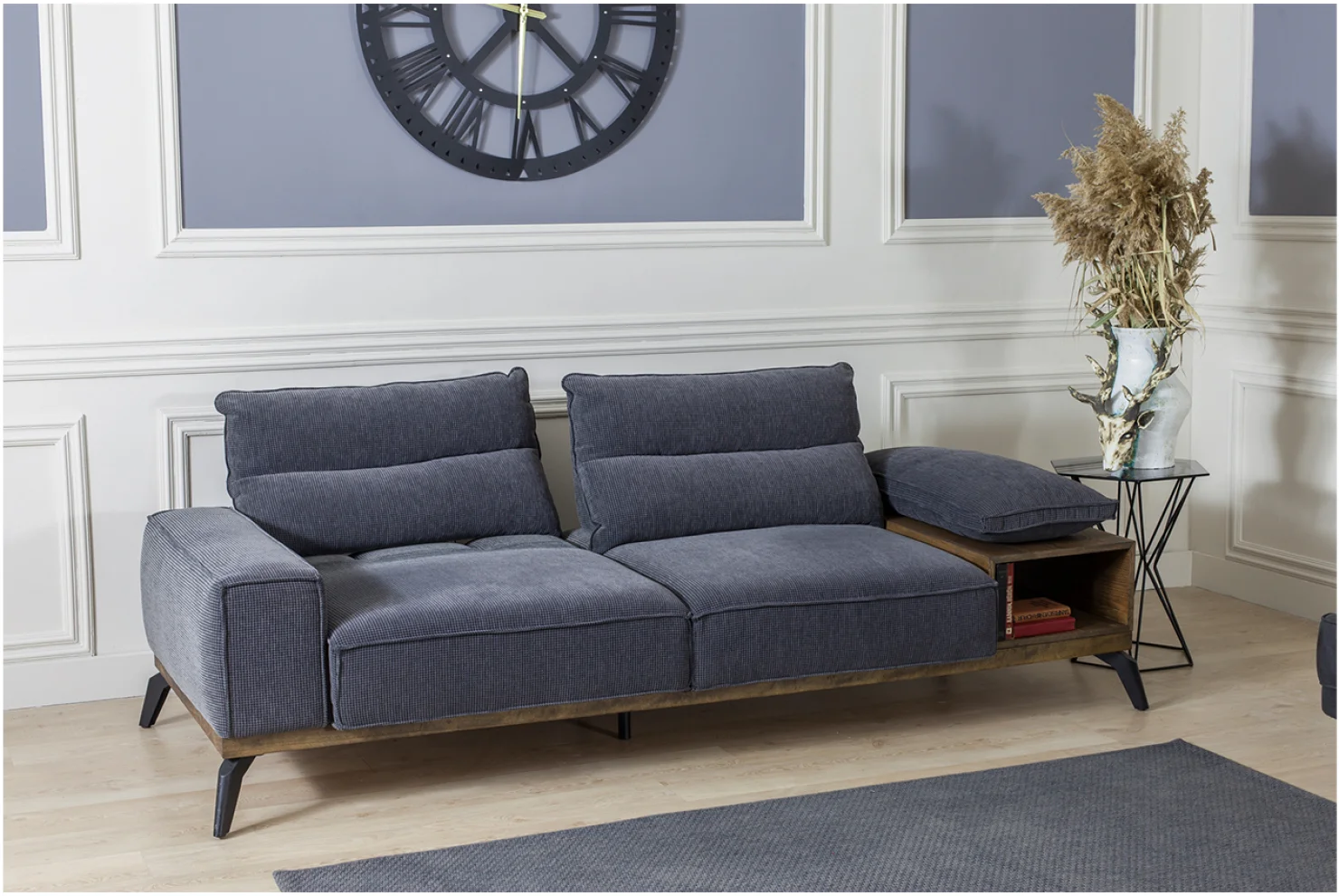 Relax Ahşap Kollu 3lü Koltuk