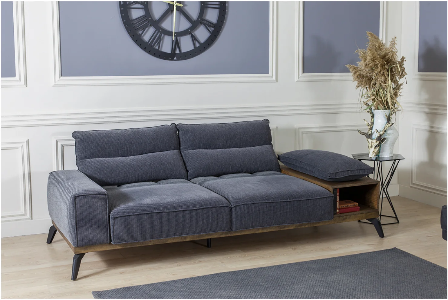 Relax Ahşap Kollu 3lü Koltuk