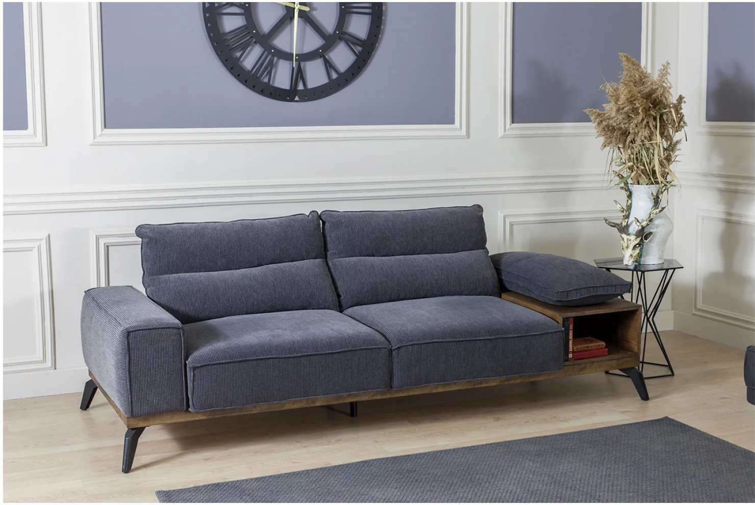 Relax Ahşap Kollu 3lü Koltuk