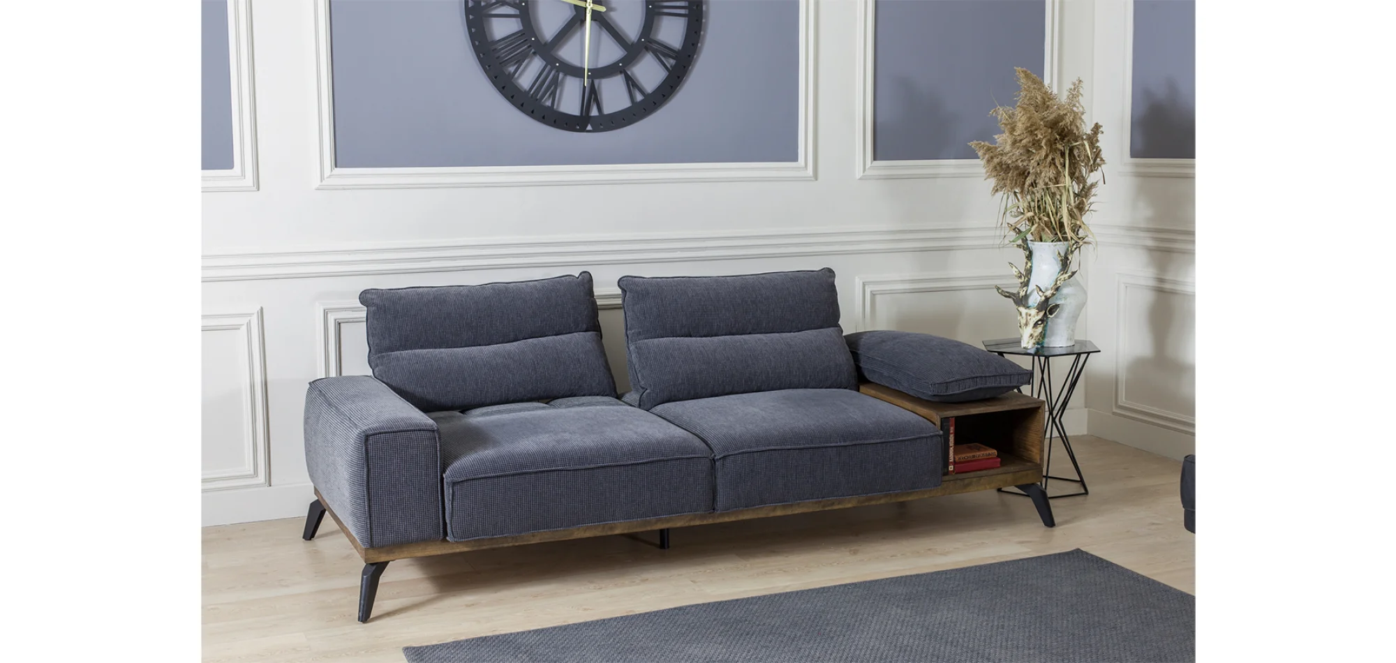 Relax Ahşap Kollu 3lü Koltuk